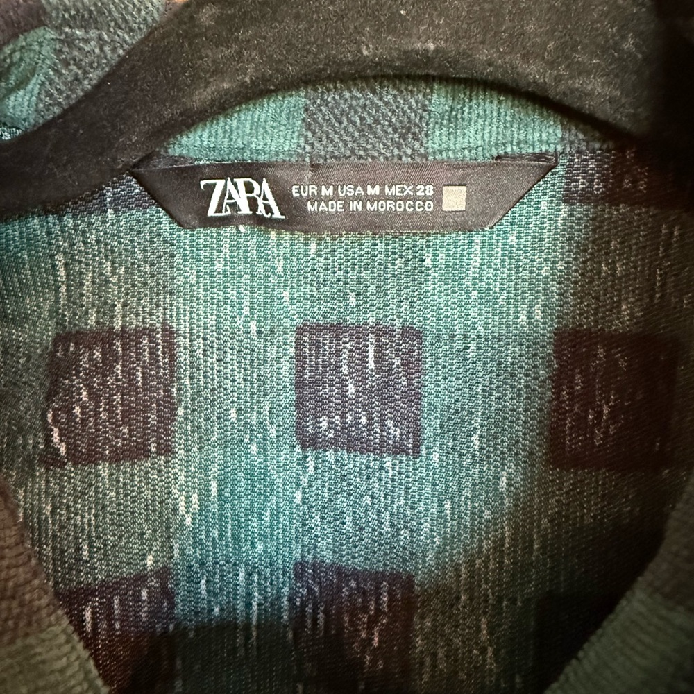 Zara Corduroy Green and Black Plaid Shirt Dress - Picture 5 of 7